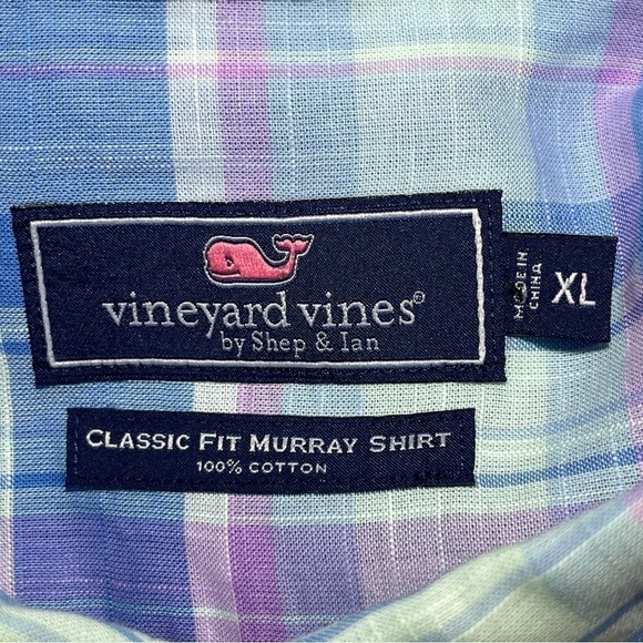 Vineyard Vines Shirt Mens XL Blue Plaid Button Up Classic Fit Murray Shirt - Picture 5 of 9